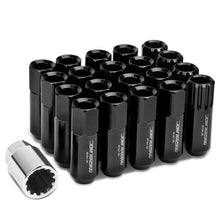 Load image into Gallery viewer, M12 x 1.25 Extended Aluminum Lug Nuts w/ Locks 20pc Set Black