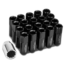 Load image into Gallery viewer, M12 x 1.25 Extended Aluminum Lug Nuts w/ Locks 20pc Set Black