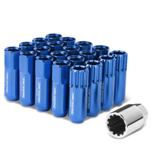 Load image into Gallery viewer, M12 x 1.25 Extended Open End Lug Nuts w/ Locks - Blue Aluminum