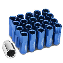 Load image into Gallery viewer, M12 x 1.25 Extended Open End Lug Nuts w/ Locks - Blue Aluminum