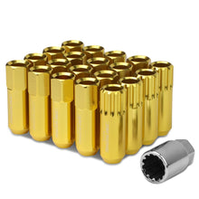 Load image into Gallery viewer, M12 x 1.25 Extended Open End Lug Nuts with Locks - Aluminum Gold
