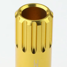 Load image into Gallery viewer, M12 x 1.25 Extended Open End Lug Nuts with Locks - Aluminum Gold
