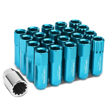 Load image into Gallery viewer, M12 x 1.25 Extended Aluminum Lug Nuts 16pc + 4 Locks Light Blue