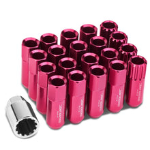 Load image into Gallery viewer, M12 x 1.25 Extended Pink Aluminum Lug Nuts Set - 16 Pcs + 4 Locks
