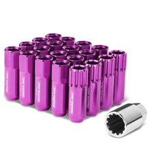 Load image into Gallery viewer, M12 x 1.25 Extended Open End Lug Nuts with Locks - Purple Aluminum