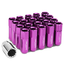 Load image into Gallery viewer, M12 x 1.25 Extended Open End Lug Nuts with Locks - Purple Aluminum