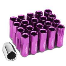 Load image into Gallery viewer, M12 x 1.25 Extended Open End Lug Nuts with Locks - Purple Aluminum