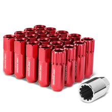Load image into Gallery viewer, M12 x 1.25 Extended Aluminum Lug Nuts 60mm Red 16pc + 4 Locks
