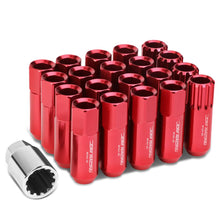 Load image into Gallery viewer, M12 x 1.25 Extended Aluminum Lug Nuts 60mm Red 16pc + 4 Locks