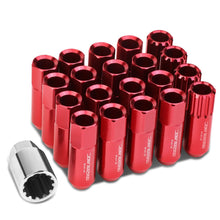 Load image into Gallery viewer, M12 x 1.25 Extended Aluminum Lug Nuts 60mm Red 16pc + 4 Locks