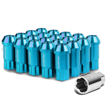 Load image into Gallery viewer, M12 x 1.25 Extended Aluminum Lug Nuts w/ Locks 20pc Set Light Blue