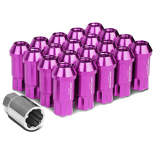 Load image into Gallery viewer, Aluminum L40 Style Extended Lug Nuts M12x1.5 50mm Purple 20pc w/ Locks