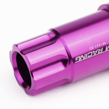 Load image into Gallery viewer, Aluminum L40 Style Extended Lug Nuts M12x1.5 50mm Purple 20pc w/ Locks