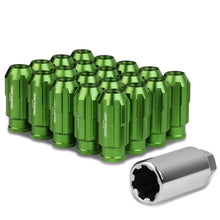 Load image into Gallery viewer, M12 x 1.25 Spline Lug Nuts Extended Open End Green Aluminum 20pc