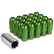 Load image into Gallery viewer, M12 x 1.25 Spline Lug Nuts Extended Open End Green Aluminum 20pc