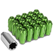 Load image into Gallery viewer, M12 x 1.25 Spline Lug Nuts Extended Open End Green Aluminum 20pc