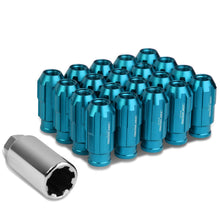Load image into Gallery viewer, Spline Extended Aluminum Lug Nuts M12x1.25 50mm Light Blue 20pc w/ Locks