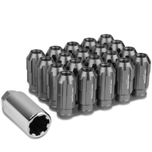 Load image into Gallery viewer, M12 x 1.5 Extended Spline Lug Nuts 50mm Tall Gun Metal 20pc w/ Locks