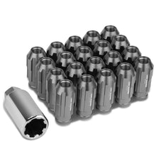 Load image into Gallery viewer, M12 x 1.5 Extended Spline Lug Nuts 50mm Tall Gun Metal 20pc w/ Locks