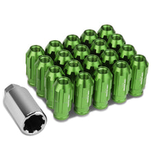 Load image into Gallery viewer, M12 x 1.5 Spline Extended Lug Nuts with Locks - Green Aluminum