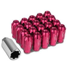 Load image into Gallery viewer, M12 x 1.5 Spline Extended Lug Nuts with Locks 20pc Set - Pink Aluminum