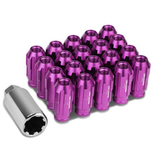 Load image into Gallery viewer, M12 x 1.5 Purple Spline Lug Nuts 50mm Extended Open End 20pc w/ Locks
