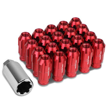 Load image into Gallery viewer, Aluminum Spline Lug Nuts M12 x 1.5 50mm Extended Open End 20pc Red