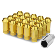 Load image into Gallery viewer, M12x1.25 Acorn Knurled Extended Lug Nuts 50mm Gold Aluminum 20pc