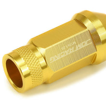 Load image into Gallery viewer, M12x1.25 Acorn Knurled Extended Lug Nuts 50mm Gold Aluminum 20pc