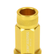 Load image into Gallery viewer, M12x1.25 Acorn Knurled Extended Lug Nuts 50mm Gold Aluminum 20pc