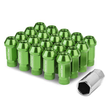 Load image into Gallery viewer, M12x1.25 Aluminum Lug Nuts - 50mm Extended Acorn Knurled - Green 20pc