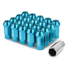 Load image into Gallery viewer, M12x1.25 Aluminum Acorn Lug Nuts 50mm Extended Open End 20pc Light Blue