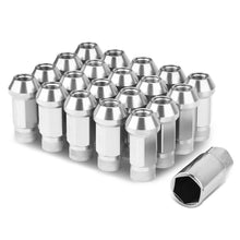 Load image into Gallery viewer, M12x1.25 Aluminum Lug Nuts 50mm Acorn Knurled Extended 20pc Silver