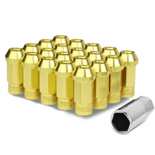 Load image into Gallery viewer, M12x1.5 Aluminum Lug Nuts 50mm Acorn Knurled Extended Open End 20pc Gold