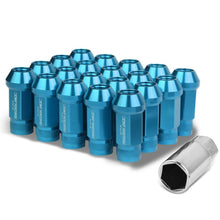 Load image into Gallery viewer, M12x1.5 Aluminum Acorn Knurled Lug Nuts 50mm Extended Light Blue 20pc