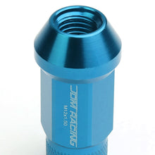 Load image into Gallery viewer, M12x1.5 Aluminum Acorn Knurled Lug Nuts 50mm Extended Light Blue 20pc