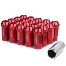 Load image into Gallery viewer, M12x1.5 Aluminum Lug Nuts - Acorn Knurled Extended 50mm Red 20pc
