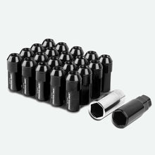 Load image into Gallery viewer, M12 x 1.25 Aluminum Lug Nuts 20pc Set Extended Black Acorn