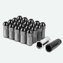 Load image into Gallery viewer, M12 x 1.25 Extended Steel Acorn Lug Nuts w/ Aluminum Cover Gun Metal 20pc