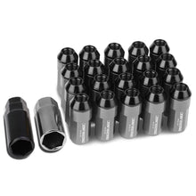Load image into Gallery viewer, M12 x 1.25 Extended Steel Acorn Lug Nuts w/ Aluminum Cover Gun Metal 20pc