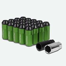 Load image into Gallery viewer, M12 x 1.5 Extended Aluminum Lug Nuts 20pc Set Green Acorn Steel