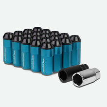 Load image into Gallery viewer, M12 x 1.5 Extended Aluminum Lug Nuts 20pc Set Light Blue