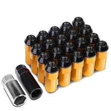 Load image into Gallery viewer, M12 x 1.5 Extended Aluminum Lug Nuts 20pc Set Orange Steel Acorn