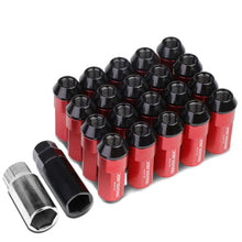 Load image into Gallery viewer, M12 x 1.5 Extended Aluminum Steel Acorn Lug Nuts 20pc Red