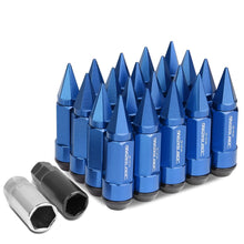 Load image into Gallery viewer, M12 x 1.5 Extended Spike Lug Nuts 20pc Set Blue Aluminum