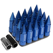 Load image into Gallery viewer, M12 x 1.5 Extended Spike Lug Nuts 20pc Set Blue Aluminum