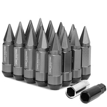 Load image into Gallery viewer, M12 x 1.5 Aluminum Lug Nuts w/ Steel Spike Extended 20pc Gun Metal