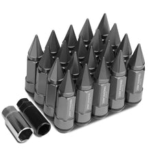 Load image into Gallery viewer, M12 x 1.5 Aluminum Lug Nuts w/ Steel Spike Extended 20pc Gun Metal
