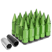 Load image into Gallery viewer, M12 x 1.5 Extended Aluminum Lug Nuts w/ Removable Spike 20pc Green
