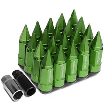 Load image into Gallery viewer, M12 x 1.5 Extended Aluminum Lug Nuts w/ Removable Spike 20pc Green